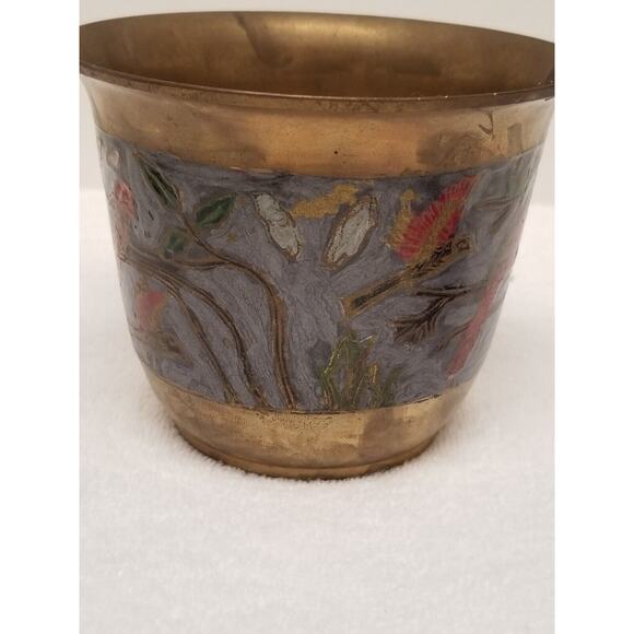 Penco Industries Inc Made in India brass blue inlay w/parrots item498 - Picture 3 of 9